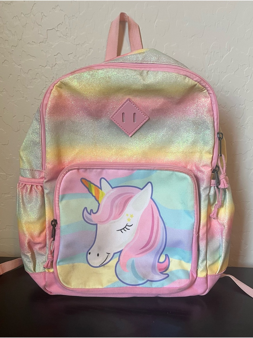 Glitter Pastel Unicorn Kids Backpack - Pink